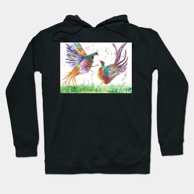 Two Pheasants Fighting Hoodie by Casimirasquirkyart